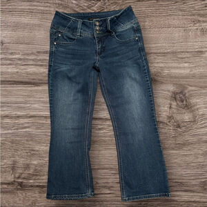 Signature Studio Blue Denim CAPRI Jeans Womens Size 6 Zip Button